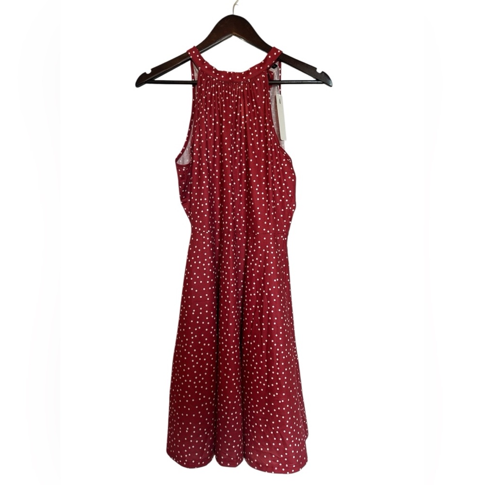 Elegant Dark Red Polka Dot Dress